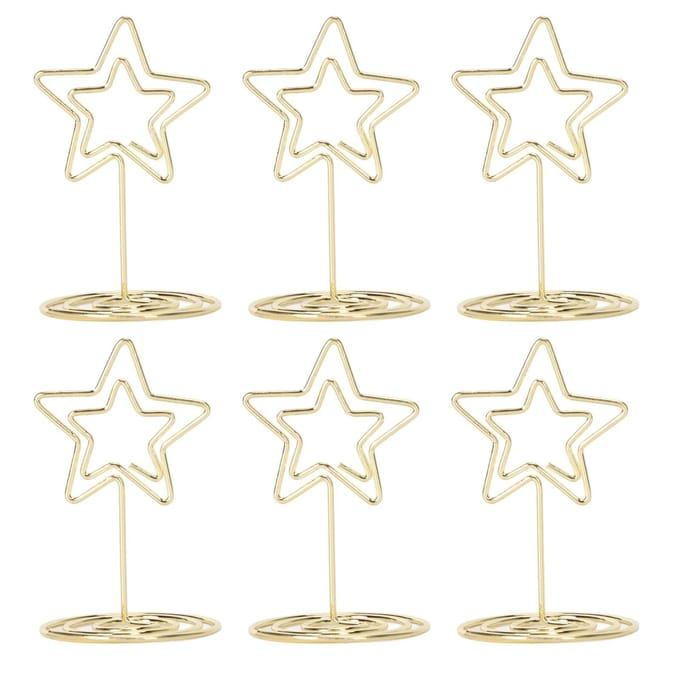 20 STUKS Plaatskaarthouder Klein 5-puntige Ster Vorm Foto Foto Houders Tafelkaarthouder Goud beige