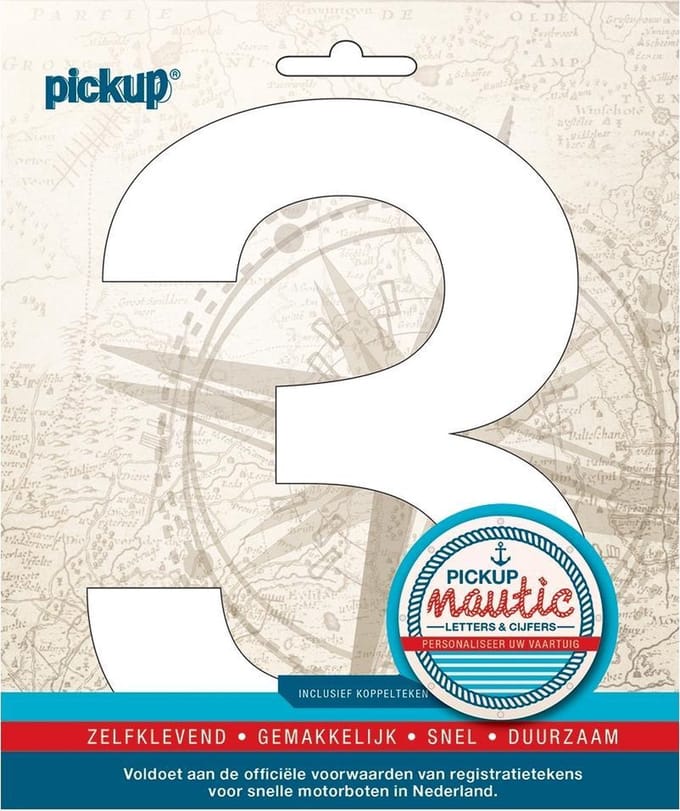 Pickup Nautic plakcijfer 150mm wit 3