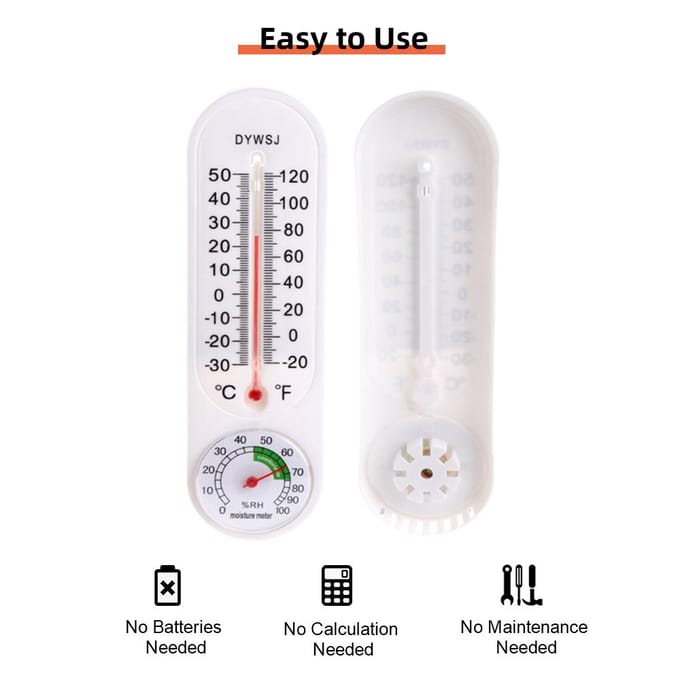 Binnen Verticale Thermometer Hygrometer Wandgemonteerde Huishoudelijke Kas Temperatuur en Vochtigheid wit