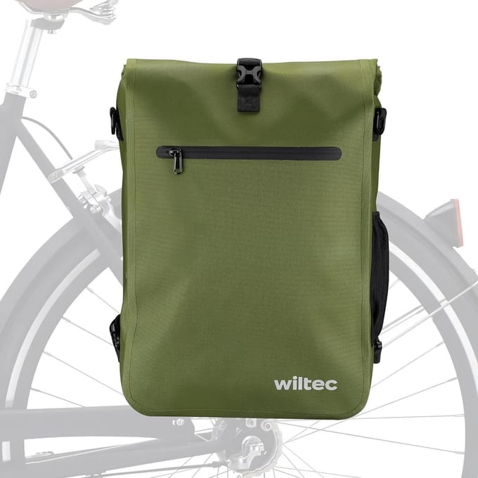 3-in-1 Fiets tas Olijfgroen 25L als Rugzak en Schoudertas, Waterdicht
