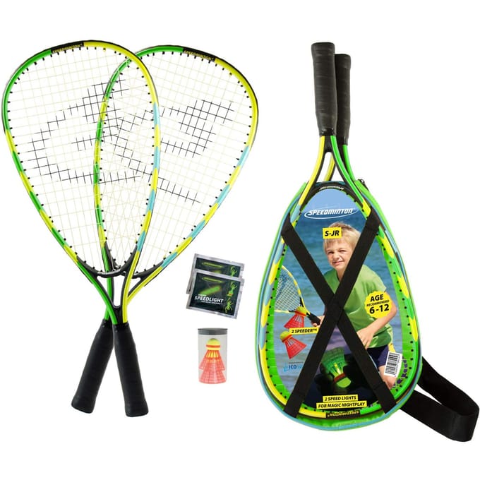 Speedminton Junior set - speedbadminton - crossminton - speed badminton set - blauw/groen/geel