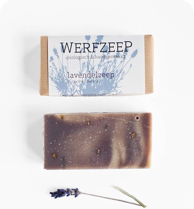 Werfzeep Lavendelzeep - 100g - Diep Reinigend - Biologisch - Vegan - Recyclebaar