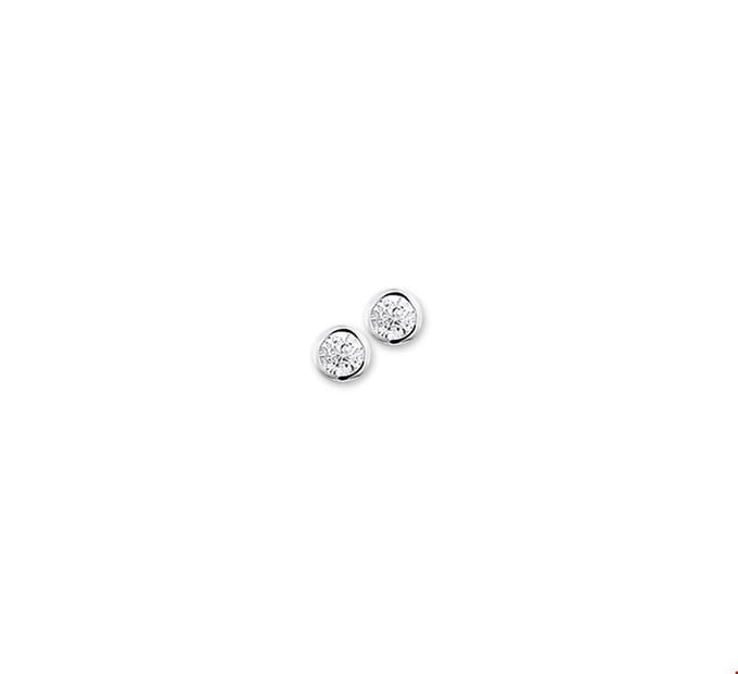 Oorknoppen Zirkonia Zilver Gerhodineerd Glanzend 3 mm