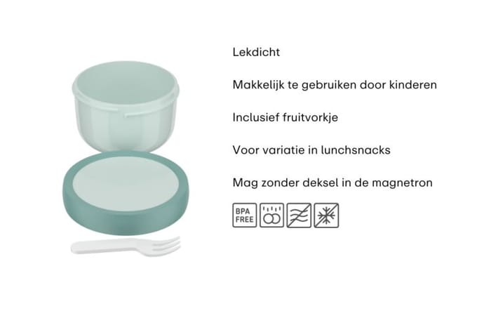 Mepal fruitbox Campus - 300 ml - Inclusief fruitvorkje - Sluit goed af - Snackdoosje - Blue