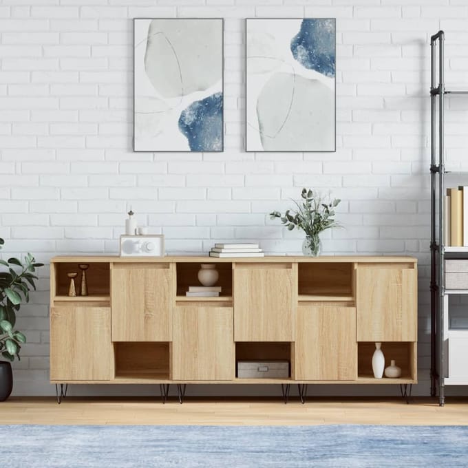 vidaXL - Dressoirs - 3 - st - bewerkt - hout - sonoma - eiken