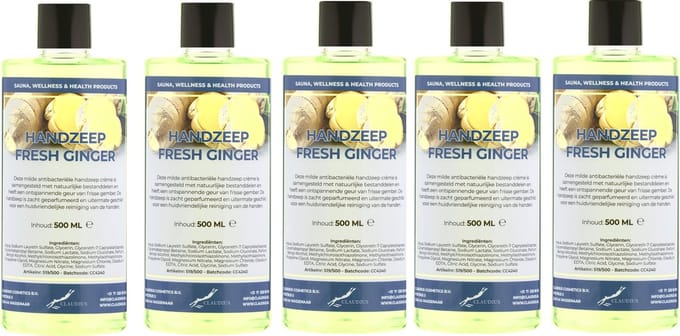 Handzeep Fresh Ginger 500 ml - set van 5 stuks - Voordeelverpakking