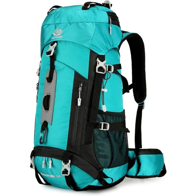Waterdichte backpacking bergbeklimmen rugzak 60L wandelrugzak campingrugzak met grote capaciteit lichtgroene kleur