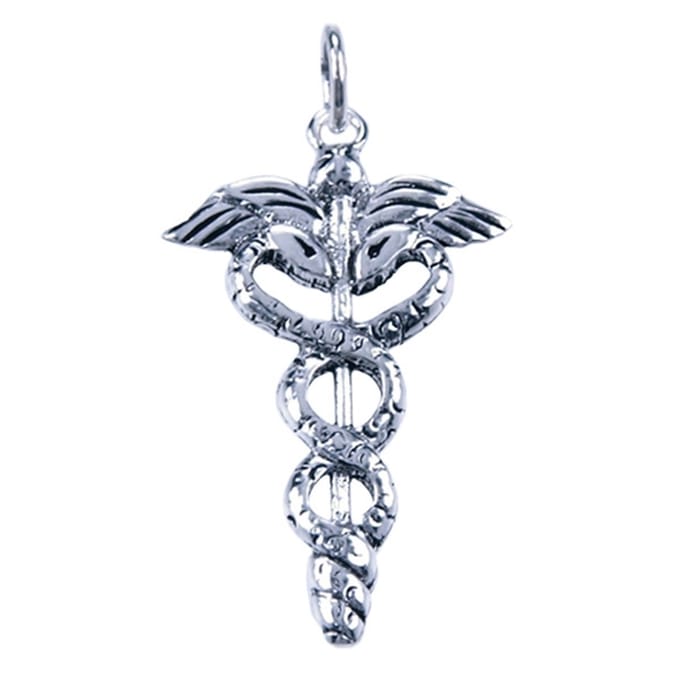 Zilveren Mercurius staf ketting hanger