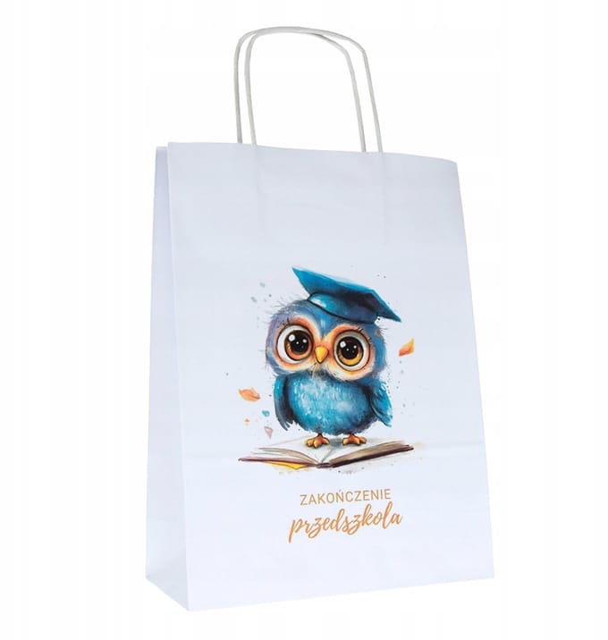 Papieren Cadeautas Uil - Afscheid Kleuterschool - 24x10x32cm