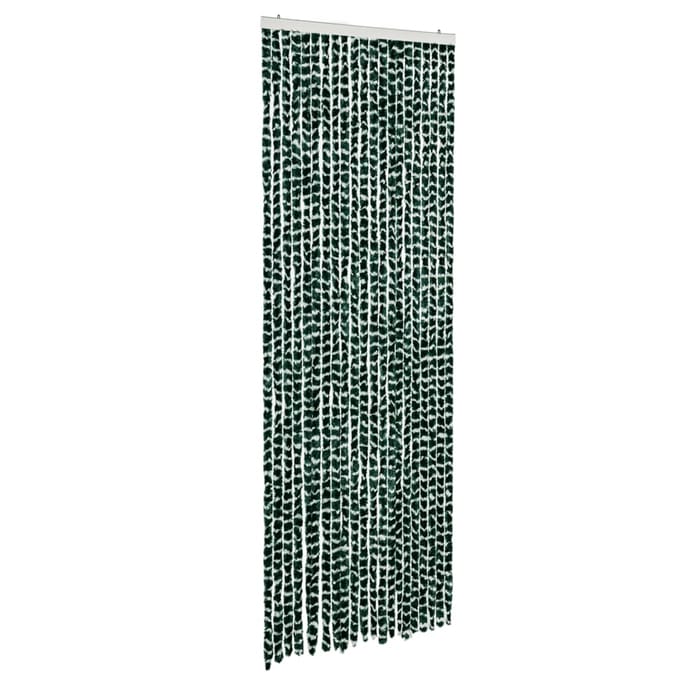 vidaXL - Vliegengordijn - 90x200 - cm - chenille - groen - en - wit