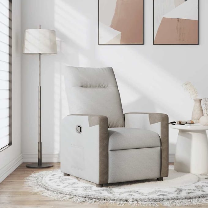 vidaXL - Fauteuil - verstelbaar - stof - wolk - grijs