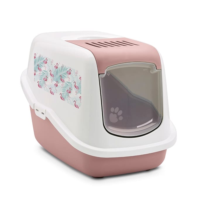 Savic Kattenbak Nestor Impression "Flamingo" Startersset: Kattenbak Roze / Wit