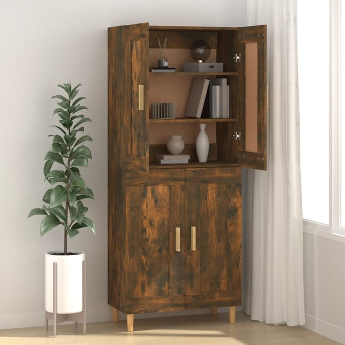 vidaXL - Dressoir - 69,5x34x90 - cm - bewerkt - hout - gerookt - eikenkleurig