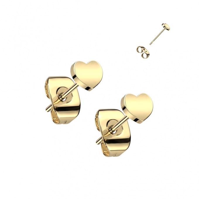 Oorbellen titanium plat hartje 0.8x6x4 - goud - LMPiercings