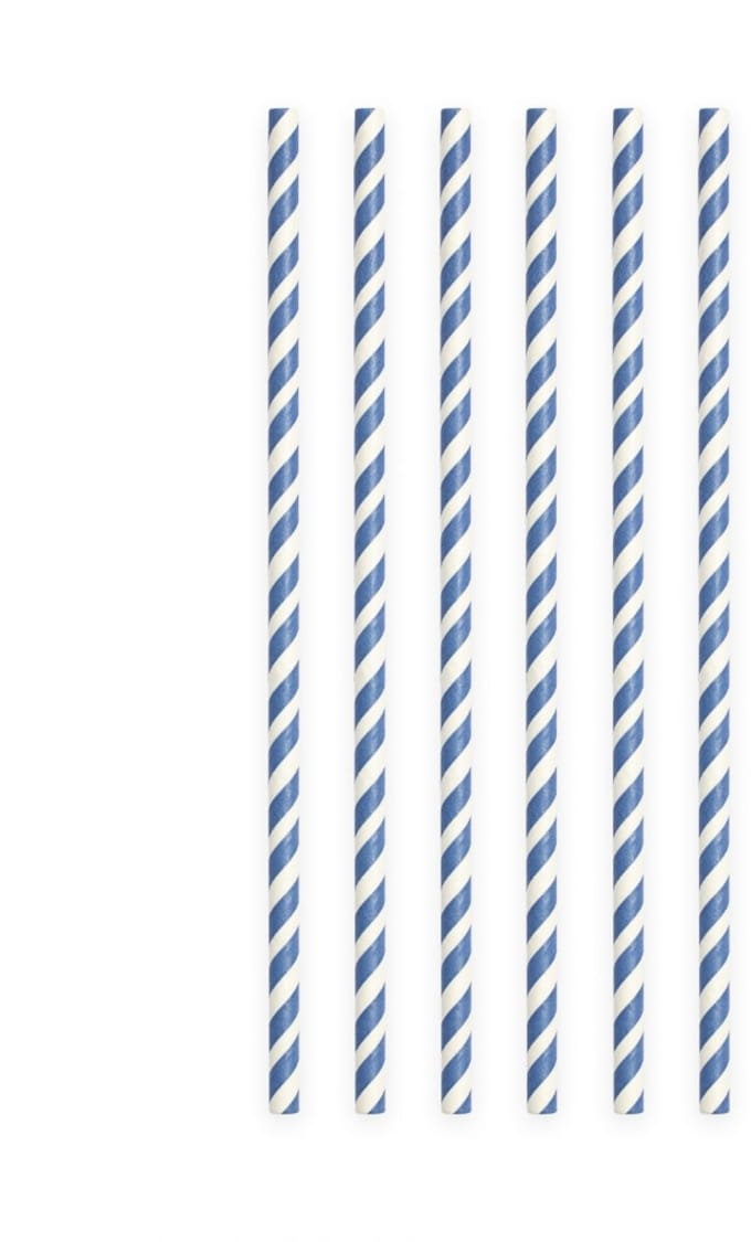 20 Papieren rietjes Donker blauw - 6mm x 197mm