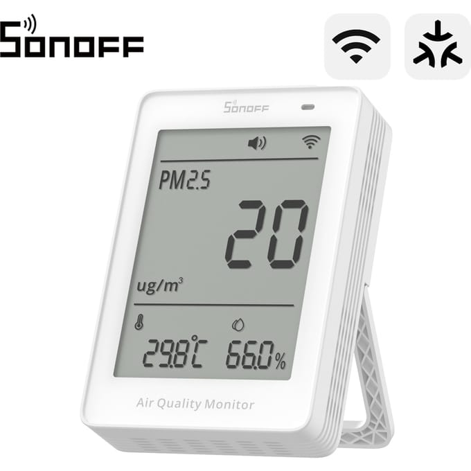 SONOFF SAWF-07P AirGuard PM2.5/PM10 Matter Over Wifi Luchtkwaliteitsmeter 2-seconde updates Geluids- en lichtalarm Temperatuur Vochtigheid