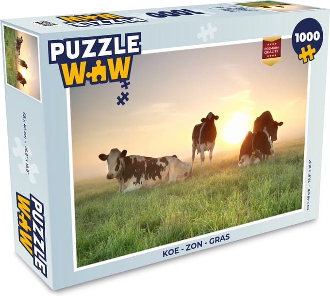 Puzzel Koe - Zon - Gras - Legpuzzel - Puzzel 1000 stukjes volwassenen