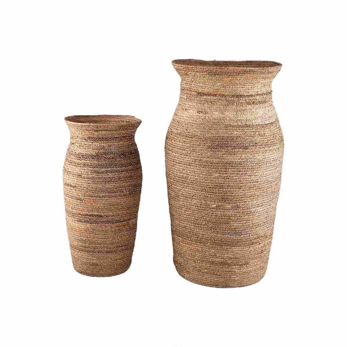 PTMD Mand Victoria - 36x36x76 cm - Gras - Naturel - Set van 2
