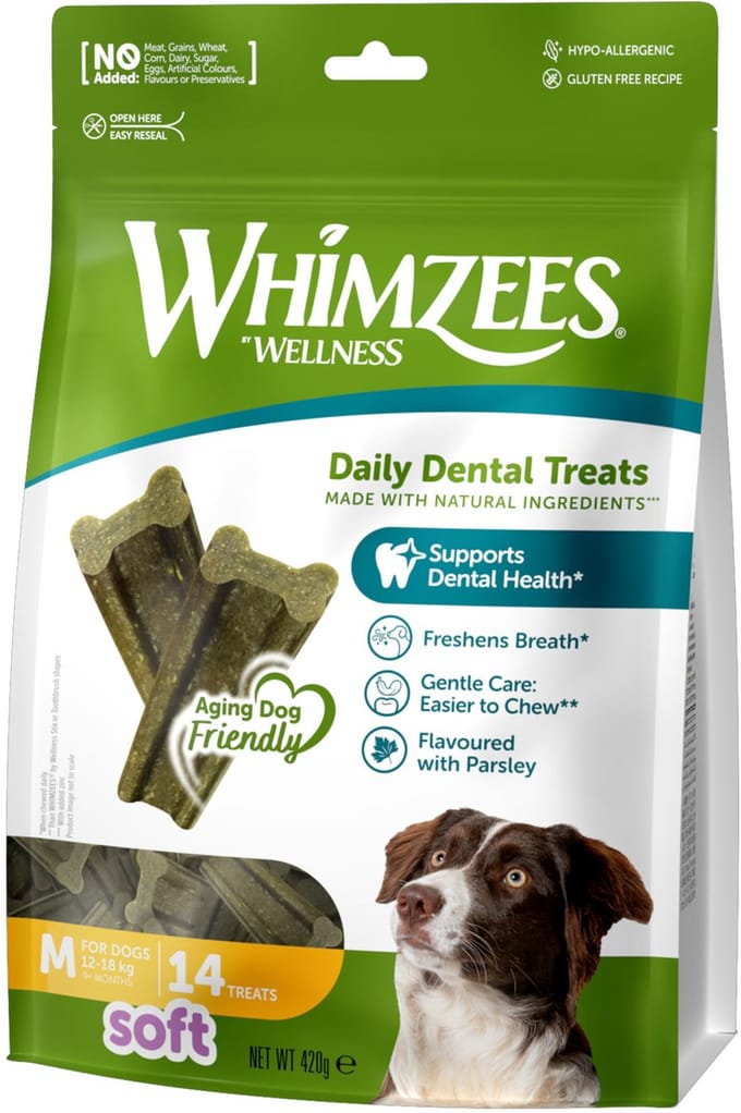 14 stuks Whimzees by Wellness Soft Snacks Gr. M voor middelgrote honden