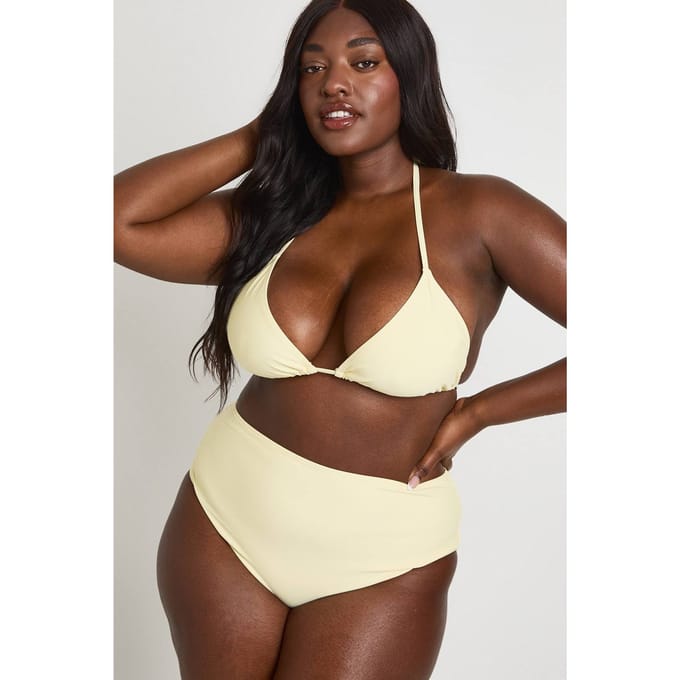 boohoo Dames Plus Essentials Hoge Taille Slip | Lemon | Maat: 26