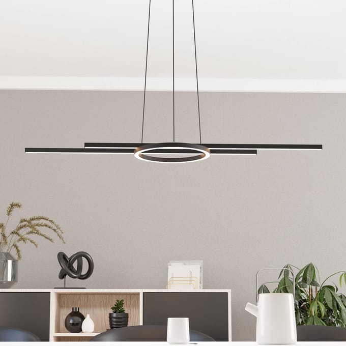 EGLO connect.z Zillerio-Z Smart Hanglamp - 116 cm - Zwart/Wit - Instelbaar wit licht - Dimbaar - Zigbee