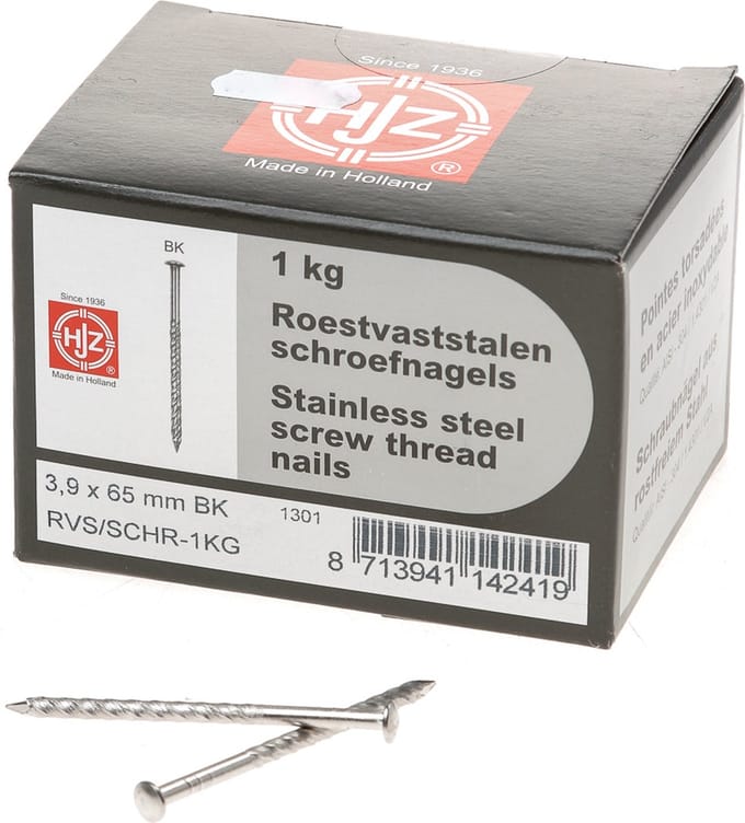HJZ schroefnagels 3.9x65 BK RVS A2 (1 KG)
