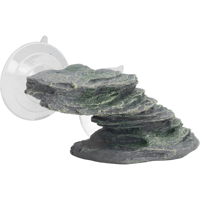 Schildpad Klimplatform Hars Levensecht Aquarium Rots Ornament Reptiel Zonneplaats Dock met Zuignappen gray