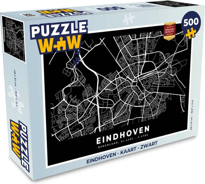 Puzzel Eindhoven - Kaart - Zwart - Legpuzzel - Puzzel 500 stukjes