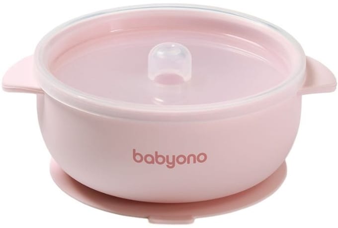 Baby Ono Roze Siliconen Kommetje met Zuignap & Deksel