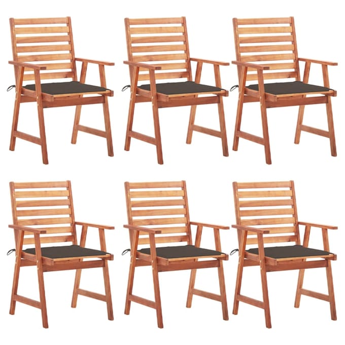 vidaXL - Tuinstoelen - 6 - st - met - kussens - massief - acaciahout