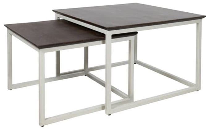 Salontafel Jamaica vierkant set van 2 mangohout - 60x60x40 cm - walnoot