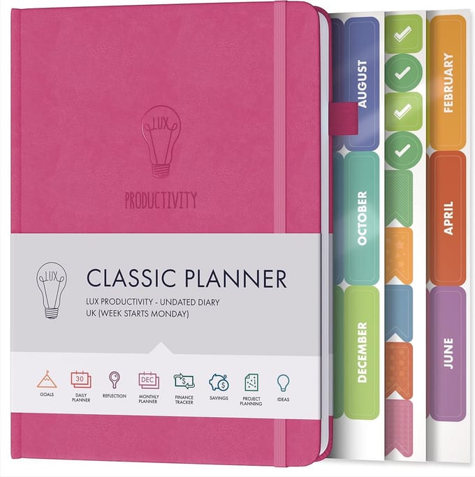 Omgoods - Hot Pink Classic Luxe Productiviteit Planner - Ongeorganiseerde Dagboek Organizer