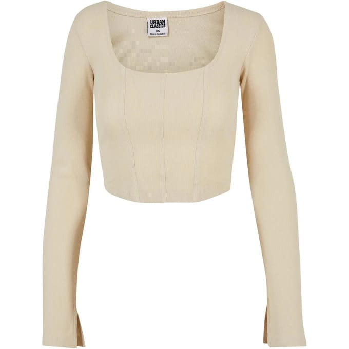 Urban Classics - Short Rib Corsage Longsleeve top - S - Groen
