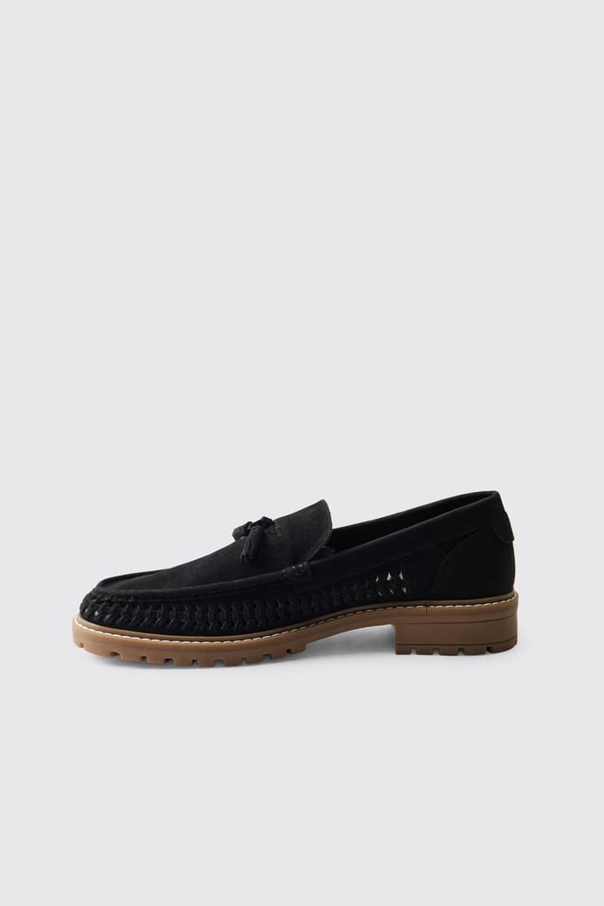 Loafer Met Imitatiesuède Weefsel En Track-zool | Black | Size 43