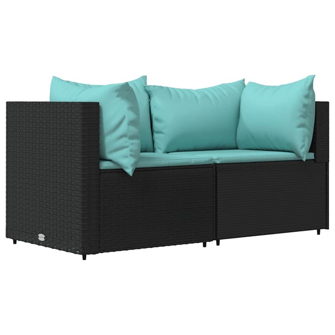 vidaXL - 3-delige - Loungeset - met - kussens - poly - rattan - zwart