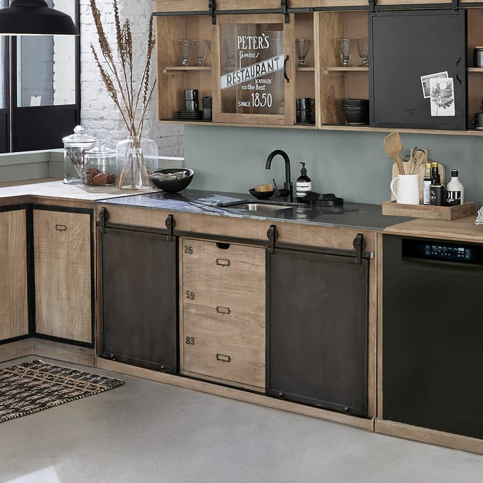 LOBERON Gootsteenkast Oakland bruin/zwart