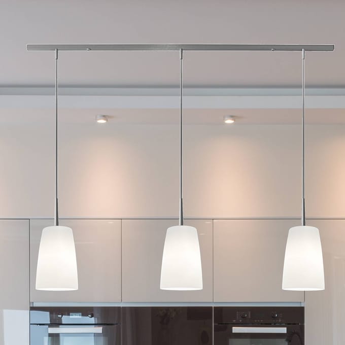 Casablanca hanglamp Mesa, wit, glas, 3-lamps, 100 cm, E27