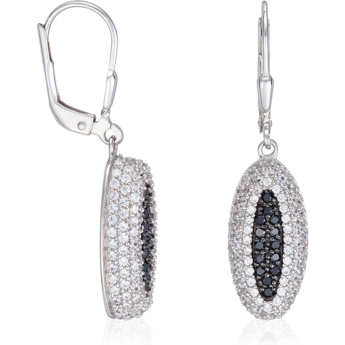 Orphelia Oorhanger Black & White Pave Zirconium Sterling Zilver 925