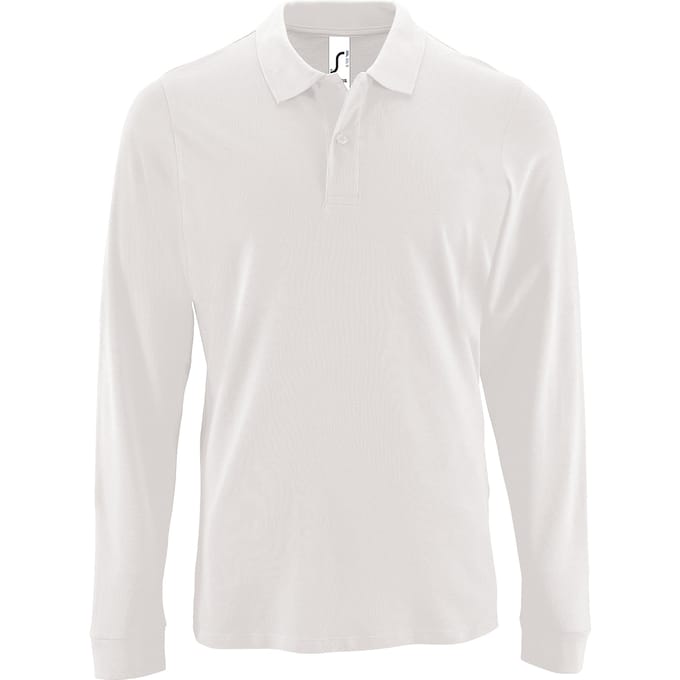 SOLS Heren Perfecte Lange Mouw Pique Polo Shirt (Wit)