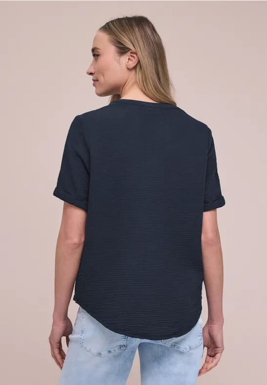 Blouse met korte mouwen in mousseline kwaliteit
