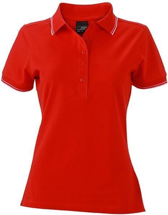 James and Nicholson Vrouwen/dames Polo (Tomaat rood/wit)