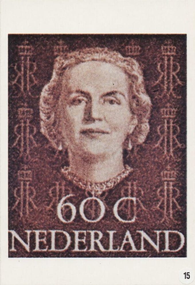 Briefkaart met afbeelding Koningin Juliana postzegel