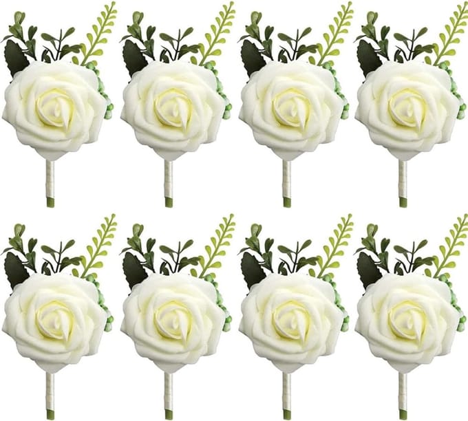 8 Stuks Rozen Corsages voor Bruiloft - Bruidegom, Bruidsmeisjes en Gasten