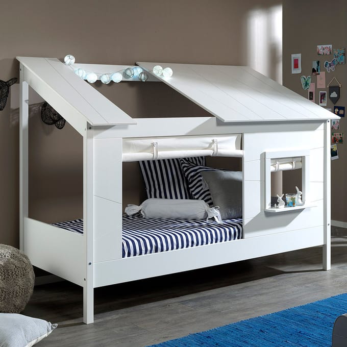 Dream Tree Huisbed 90x200 cm Met Gordijnen Flo Wit