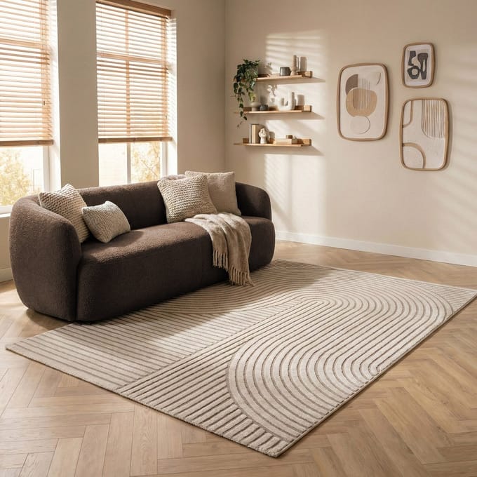 Flycarpets Modern vloerkleed - Eliora Japandi Crème 120 X 170 CM