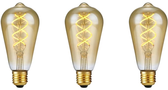 SPL E27 LED Lamp 5W 3 Staps Dimbaar - Extra Warm Wit - LED Filament ST64 - Amber - Vervangt 39W - 3 Stuks