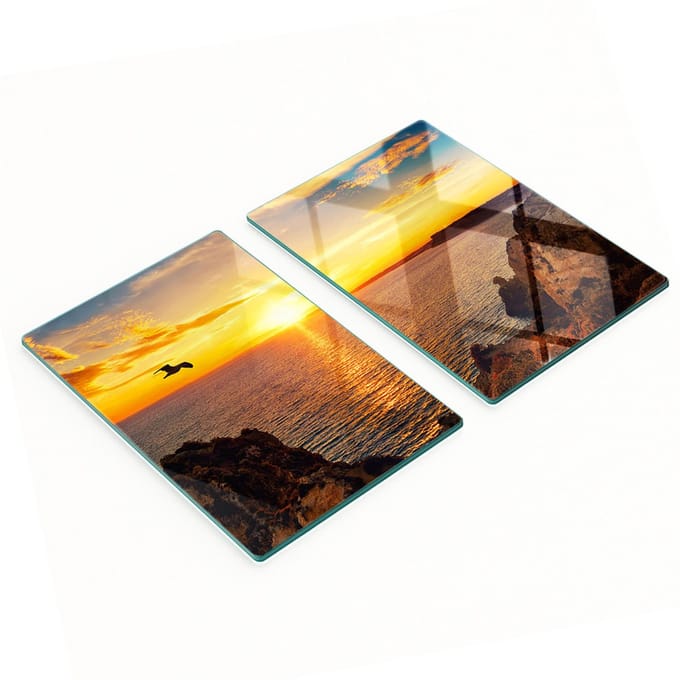 Decoratieve glazen snijplanken Zonsondergang boven de zee 2x40x52 cm