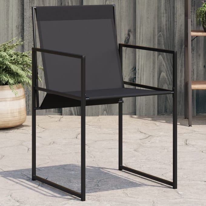 vidaXL - Tuinstoelen - 4 - st - staal - en - textileen - zwart