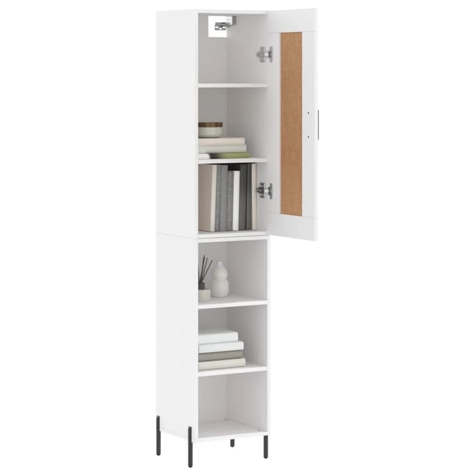 vidaXL - Hoge - kast - 34,5x34x180 - cm - bewerkt - hout - wit