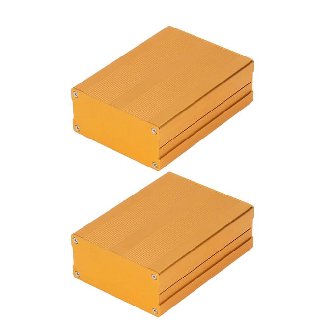 Boîtier de Projet Électronique Type Séparé Aluminium Alliage Oxydation Sablage de Surface Boîtier de Jonction d'Alimentation Doré doré